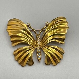 Vintage 1999 Plainville Stock Co PSCO AB Rhinestone Butterfly Pin Brooch Y2K EUC